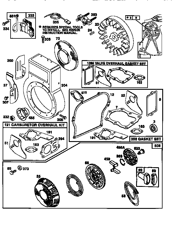 Rewind starter, blower housing, and gasket set
