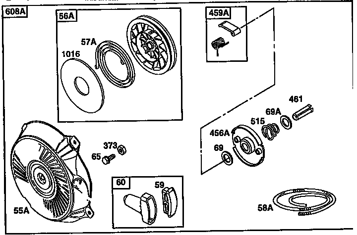 REWIND STARTER HOUSING AND PULLEY STARTER