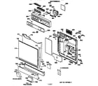 GE GSD4130Y04WW escutcheon & door assembly diagram