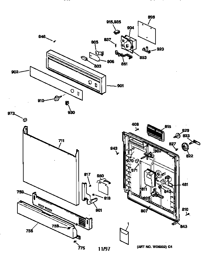 Escutcheon & door assembly