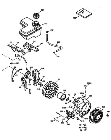 Fuel tank and flywheel assembly