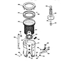 GE WCXR1070T8AA tub, basket & agitator diagram