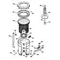 GE WCXR1070T8WW tub, basket & agitator diagram