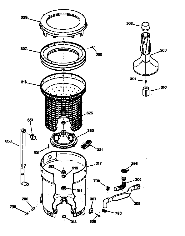 TUB, BASKET & AGITATOR