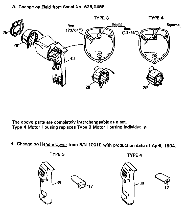 CHANGE ON FIELD/HANDLE COVER