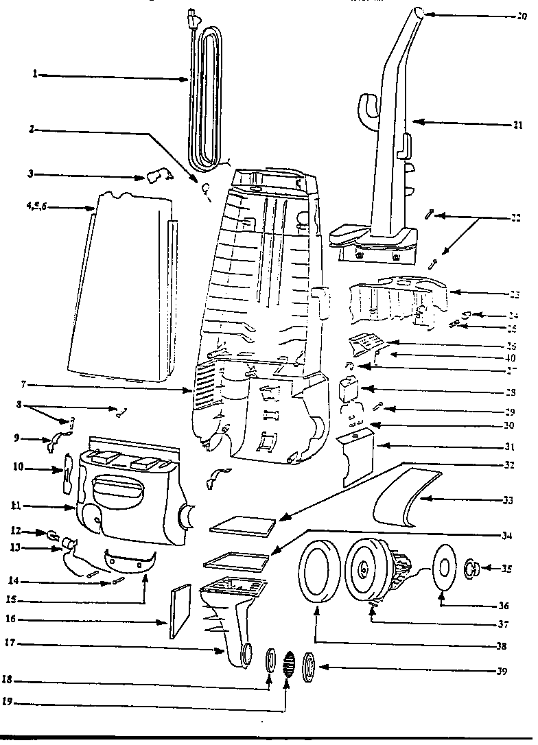 Handle and bag housing