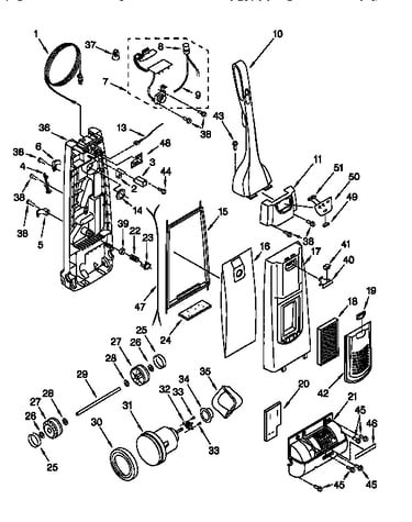 Dust compartment/motor