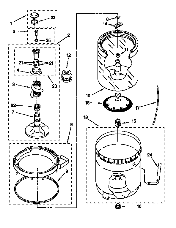 Agitator, basket/tub