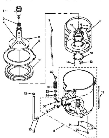 Agitator, basket and tub