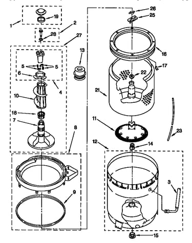 Agitator, basket and tub