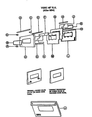 48" right hand oven door after 5/1994