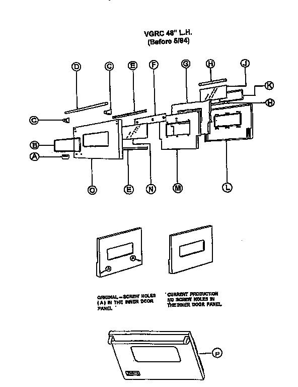 48" left hand oven door after 5/1994