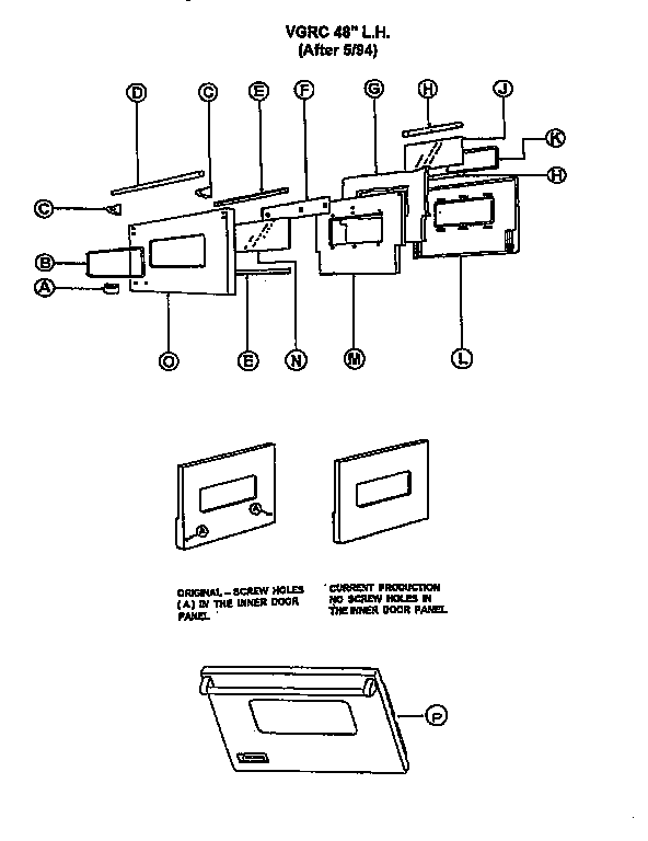 48" LEFT HAND OVEN DOOR AFTER 5/1994