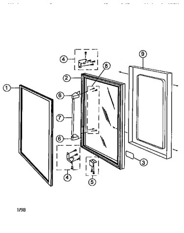 Wine cooler door assembly