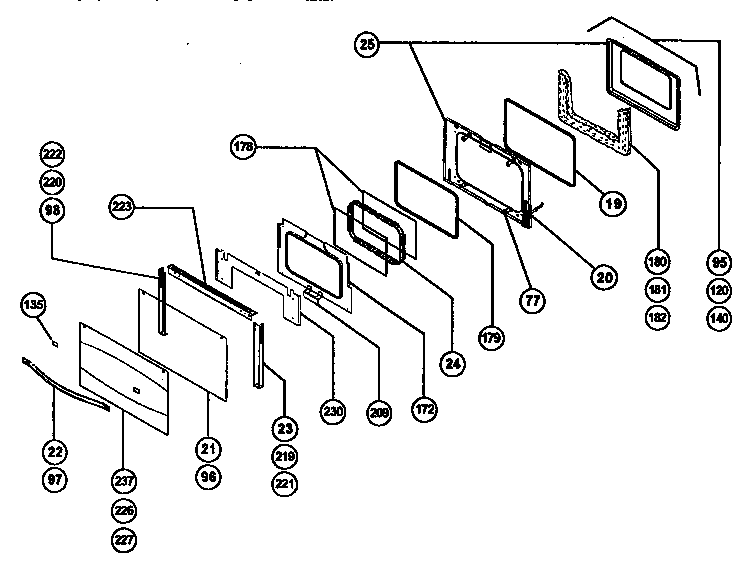 Main oven door assembly
