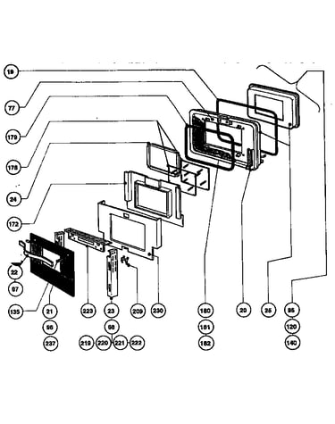 Main oven door assembly