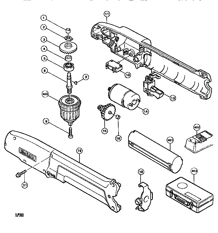 Cordless angle drill