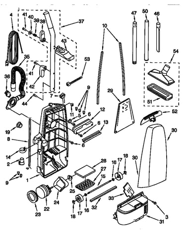 Dust compartment and motor