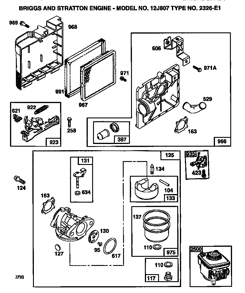 AIR CLEANER AND CARBURETOR ASSEMBLY