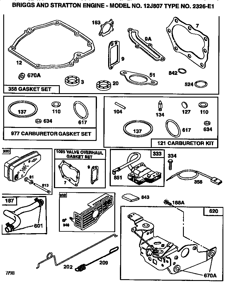 Gasket set and bracket control