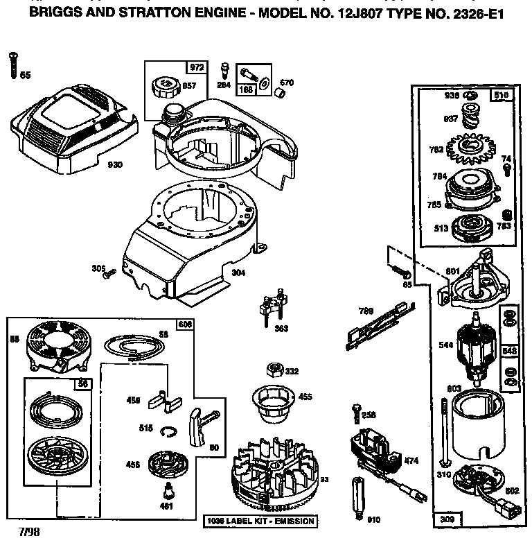 REWIND STARTER AND BLOWER HOUSING