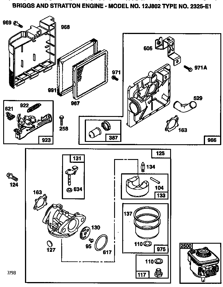 AIR CLEANER AND CARBURETOR ASSEMBLY