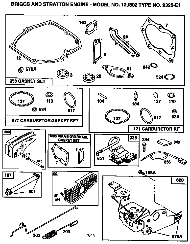 Gasket set and carburetor bracket