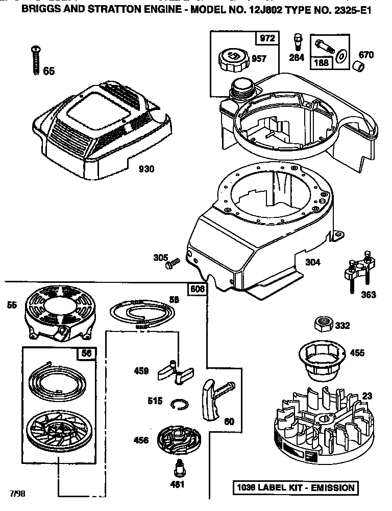 Rewind starter and blower housing
