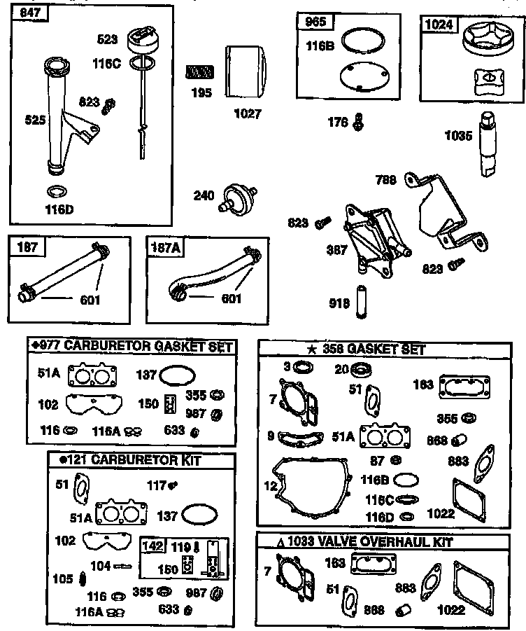 Gasket set and carburetor kit