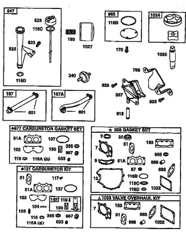 Gasket set and carburetor kit
