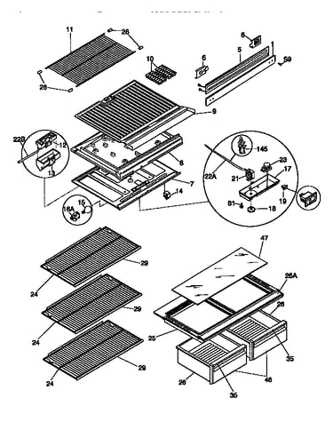 Shelves and divider block