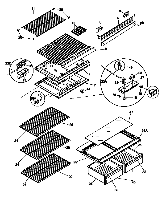 SHELVES AND DIVIDER BLOCK