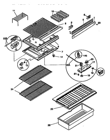 Shelves and divider block
