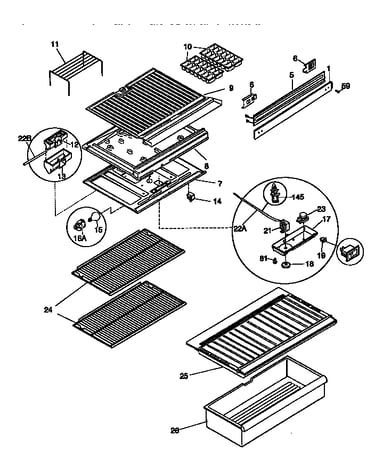 Shelves and divider block