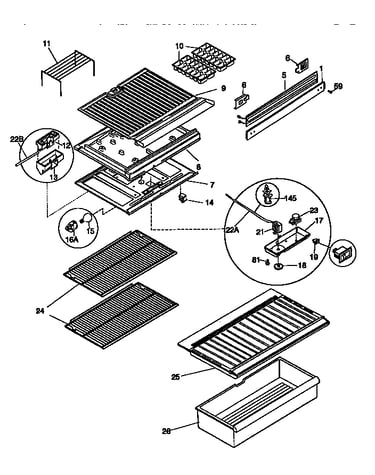 Shelves and divider block