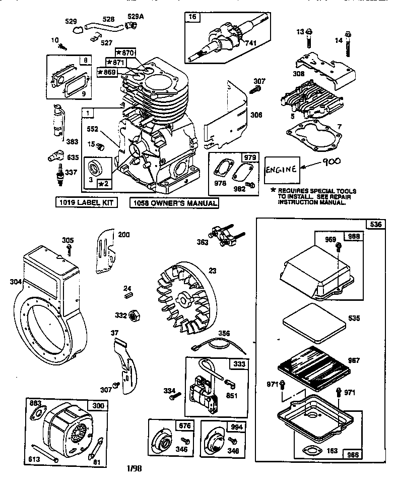 ENGINE AND FLYWHEEL ASSEMBLY