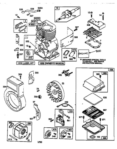 Engine and flywheel assembly