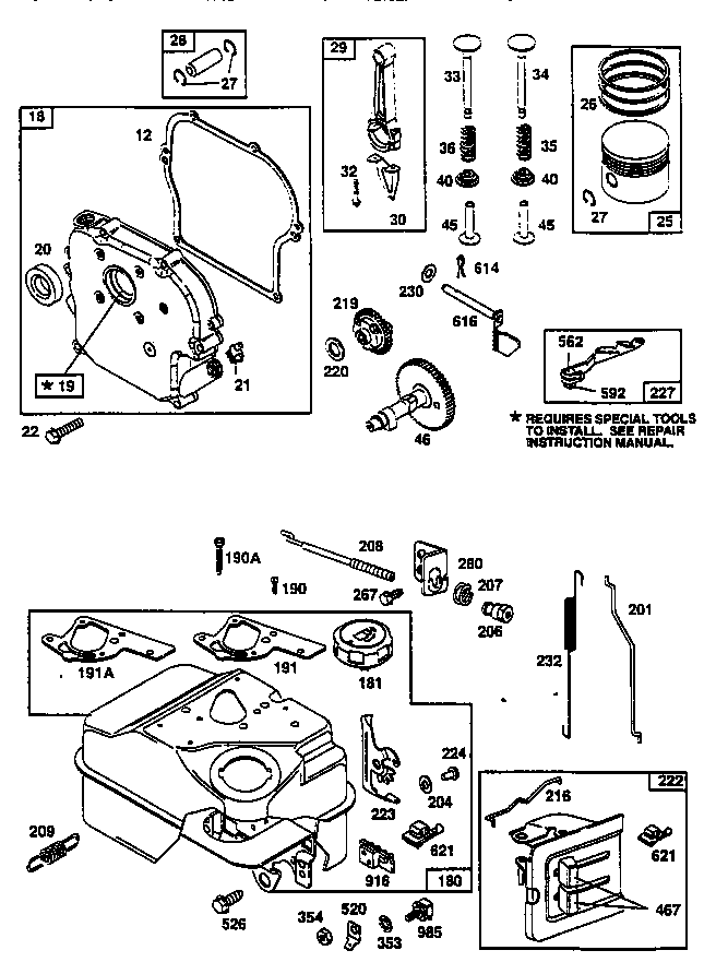Crankshaft and fuel tank assembly