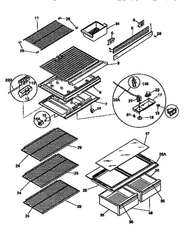 Shelves and divider block