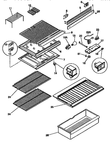 Shelves and divider block