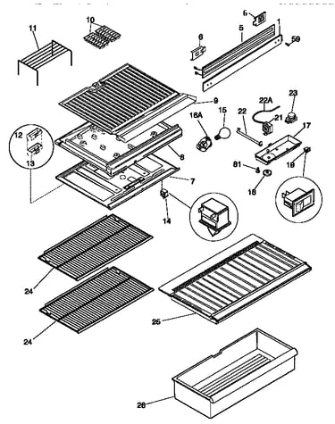 Shelves and divider block