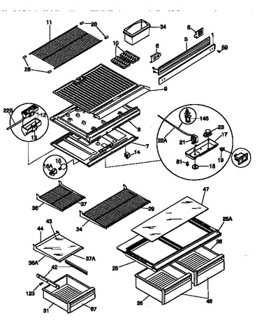 Shelves and divider block