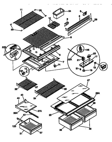 Shelves and divider block