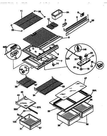 Shelves and divider block