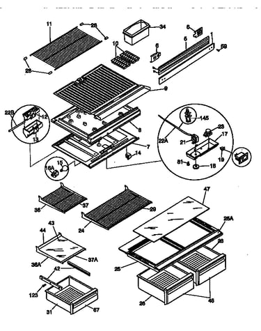 Shelves and divider block