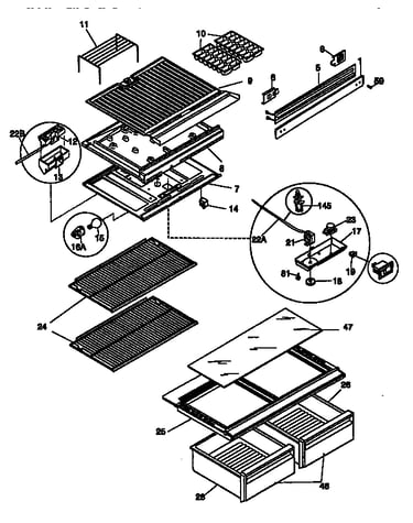 Shelves and divider block