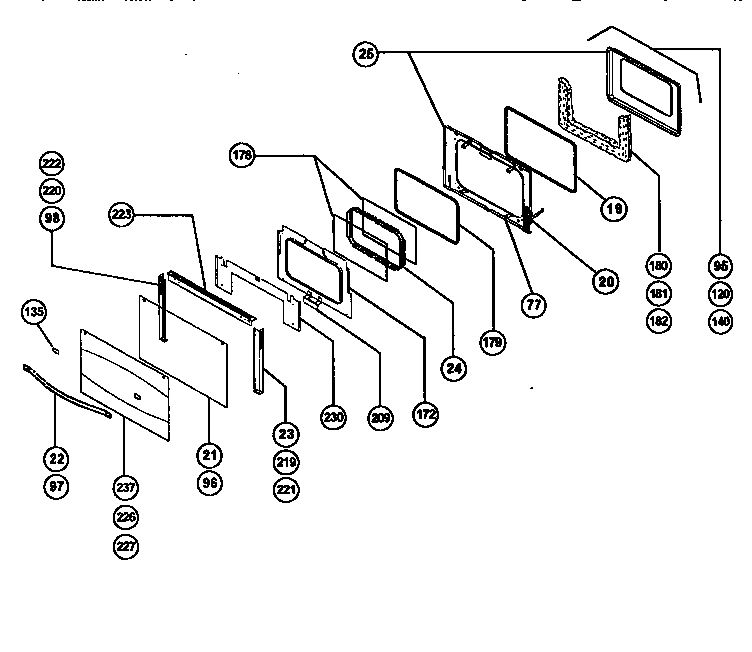 Main oven door assembly