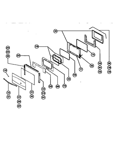 Main oven door assembly