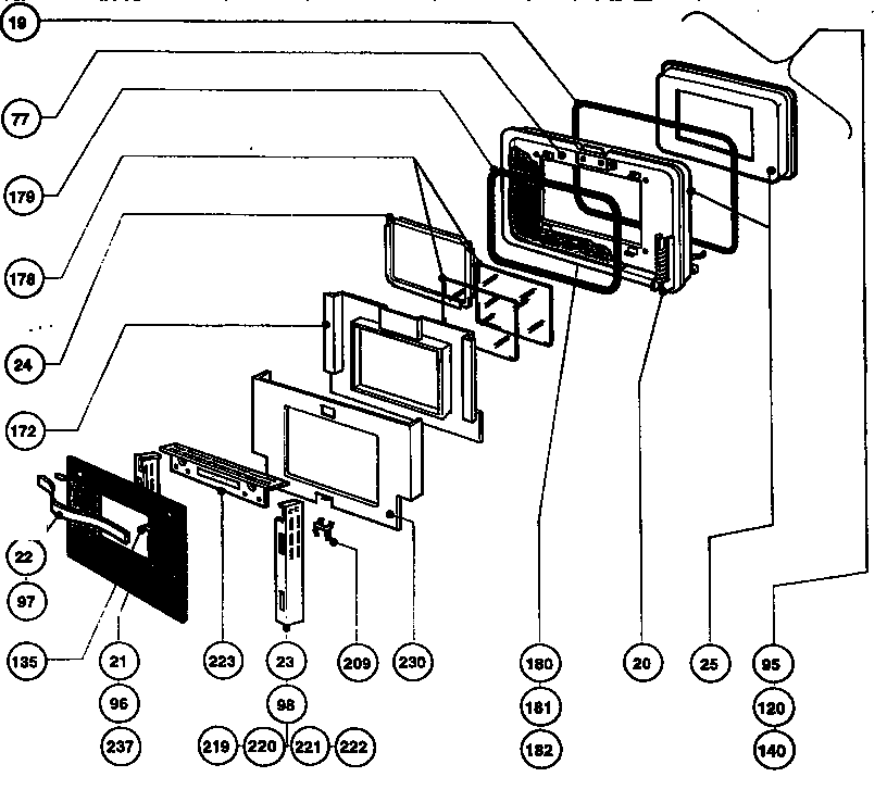 Main oven door assembly