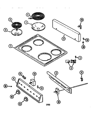Top assembly/control panel